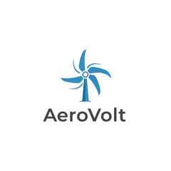 AeroVolt Wind Turbine Logo Design Element.