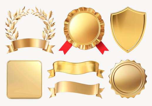 Elegant Gold Award Badge Element Design Set