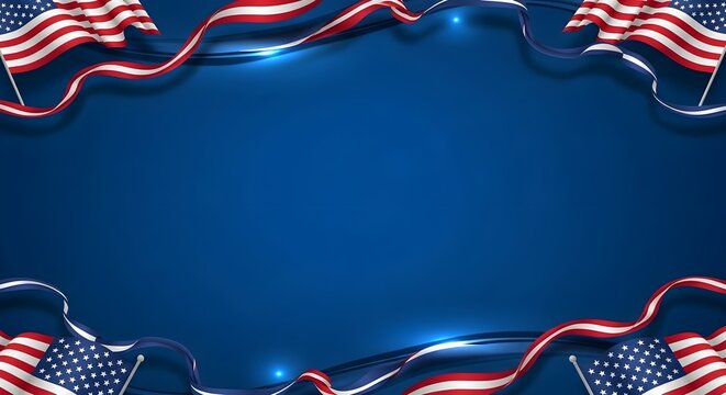 Patriotic american flag background with blue gradient