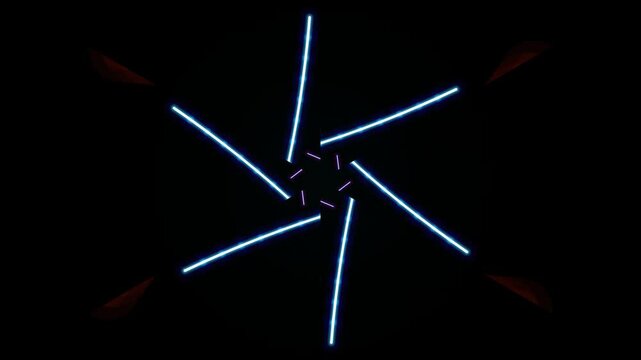 A blue vector design of a wind turbine windmill on a black background illustrates alternative energy technology through a light pattern of stars in the world of power and electricity