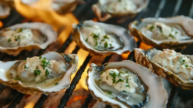 Grilled Oysters With Cream Topping