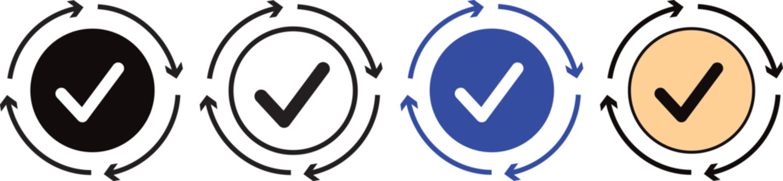 Accuracy icon flat illustration set, precision and perfection symbols, target and bullseye shapes, professional vector illustration on white background.
