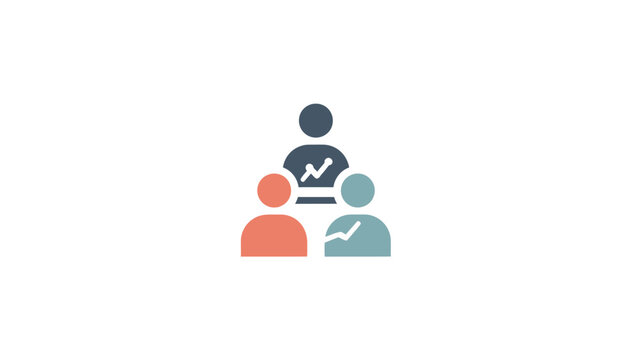 Three people icons teamwork collaboration.