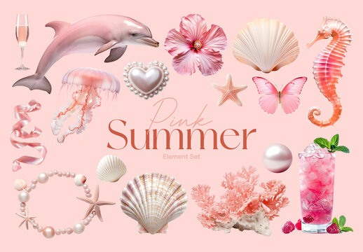 Pink Summer Elements Design Set