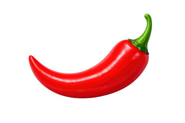 Red chili pepper pod showing brilliant color and curved shape, symbolizing spicy flavors and culinary heat element, transparent background