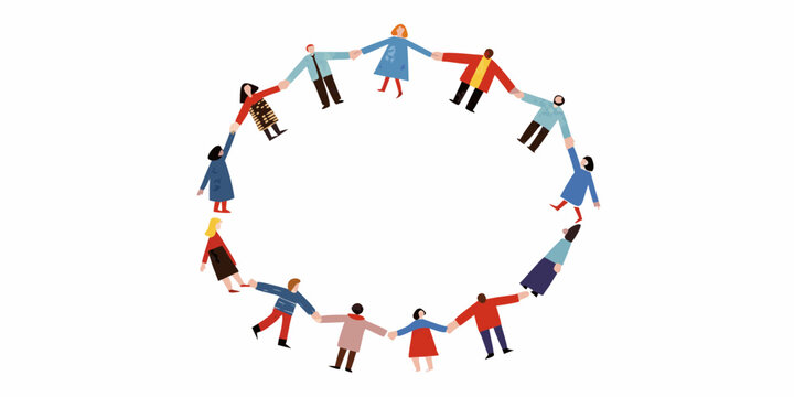 People holding hands in a circle representing unity and collaboration