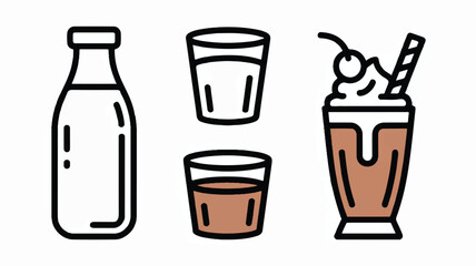Fresh vector illustration icons depicting dairy products like milk, cheese, and butter, ideal for food branding, grocery stores, and healthy eating promotions.