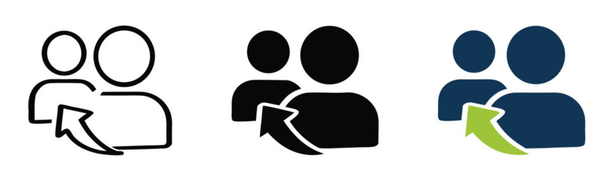 Referral vector icon. Meeting icon designs. People referral icon. Reference vector signs set