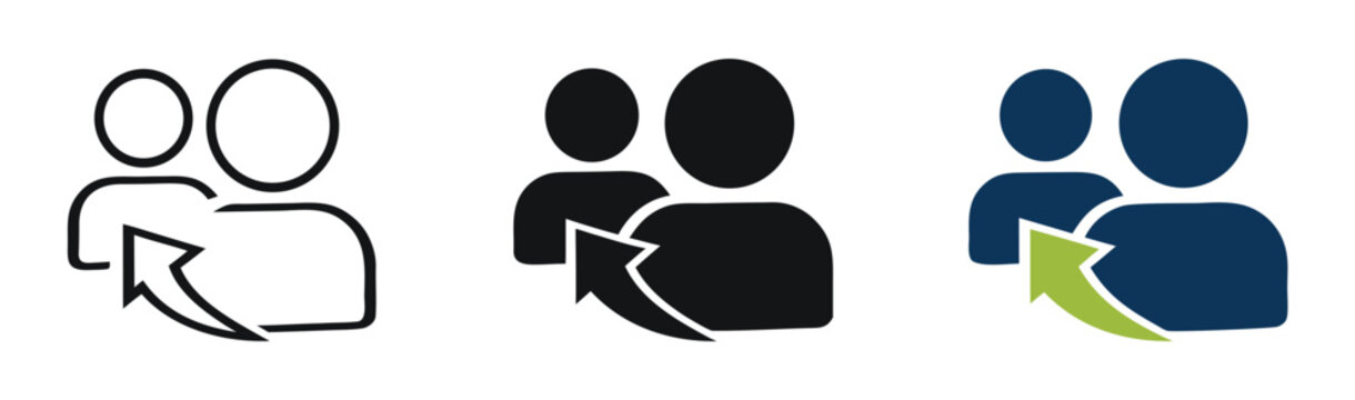 Referral vector icon. Meeting icon designs. People referral icon. Reference vector signs set