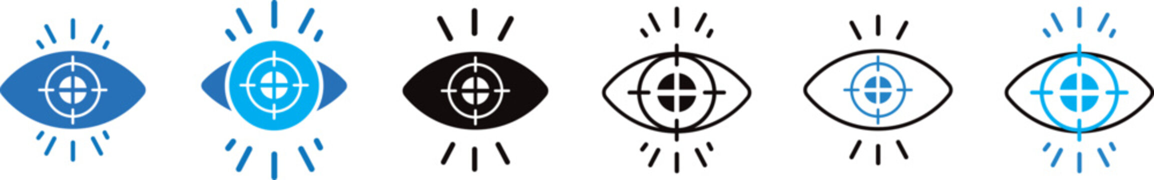 Vision icon set multiple style collection, eye and sight symbols