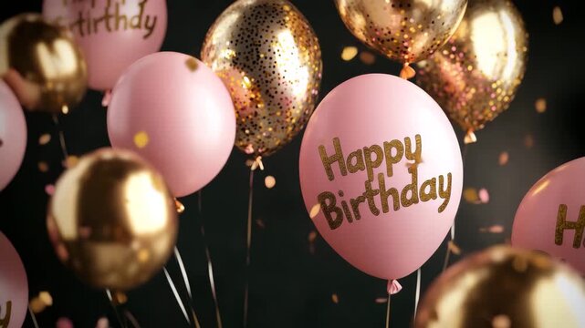 Happy Birthday Balloons With Confetti
