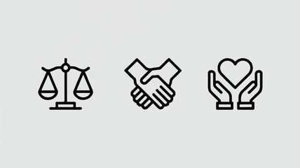 Minimalist vector icon set featuring social media and communication symbols for digital marketing and online platforms