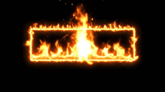 Dynamic Burning Flame Outline Forming Rectangular Frame Boundary Abstract Motion