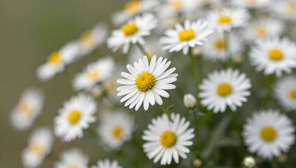 Fototapeta premium Close-up shows a beautiful cluster of daisies with a shallow depth of field