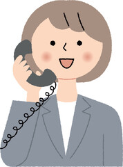 電話受付をするスーツ姿の女性