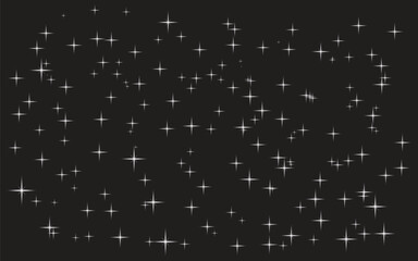 Obraz premium Sparkling light effect on black background with shining stars and glittering sparks