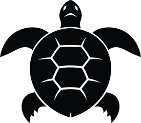 Obraz premium Black silhouette of a sea turtle with hexagonal shell pattern