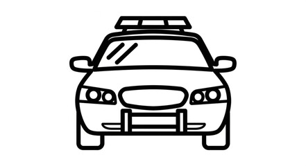 Police Car Icon Front View Simple Line Art. © Muhril