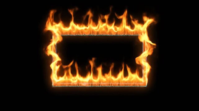 Burning Fire Frame Border Rectangle Motion Element Overlay Effect
