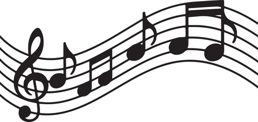 Obraz premium Music notes wave isolated, group musical notes background
