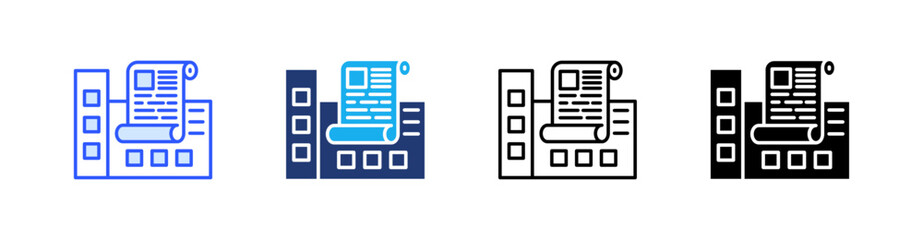 News Agency Multiple Style Icon Set Vector 