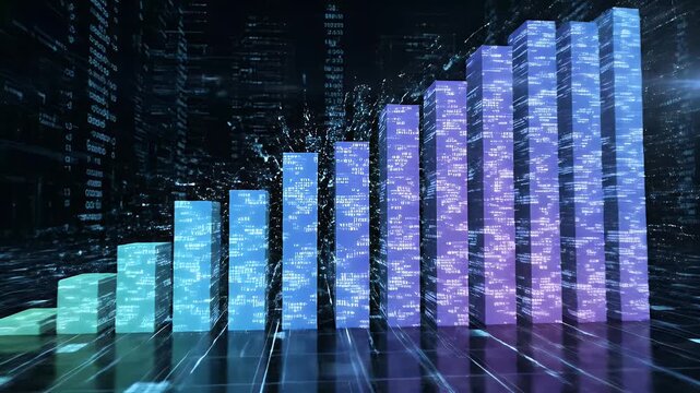 Growing Business Bar Chart, Financial Growth Data Visualization, Digital Success Metrics
