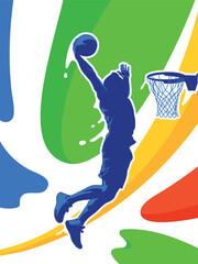 basketball silhouette player slam dunk © akhid