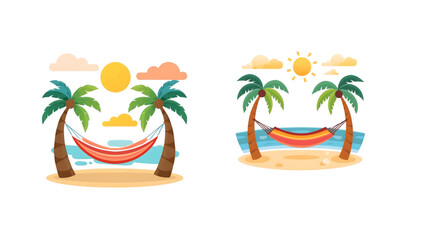 vector tropical island with palm trees and sun