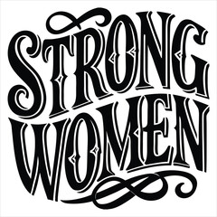 strong women silhouette bold text empowerment design vector