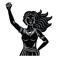 woman raising hand empowerment silhouette strong feminine pose