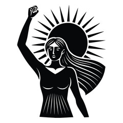 woman raising hand empowerment silhouette strong feminine pose