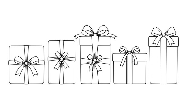 Minimalist gift box outline vector for bridal showers and birthday presents