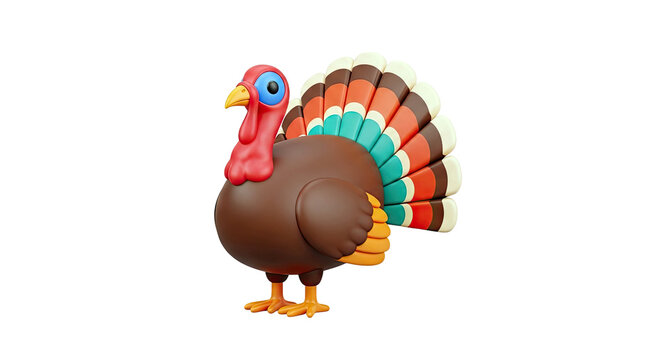 Cartoon Turkey with Colorful Fan Tail
