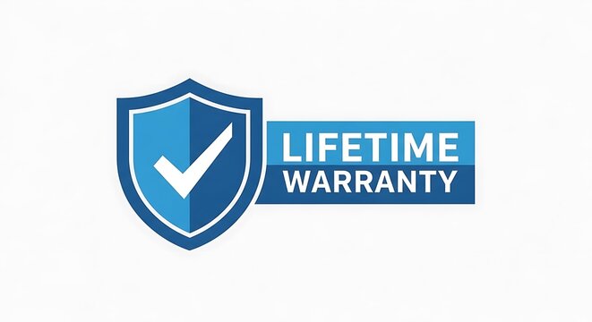Lifetime warranty with shield and checkmark