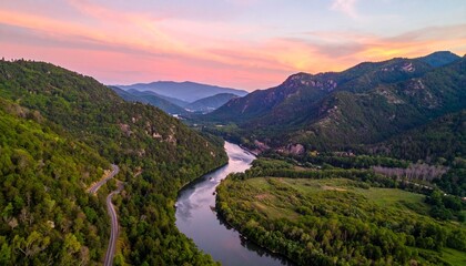 Fototapeta premium mountain view with flowing river