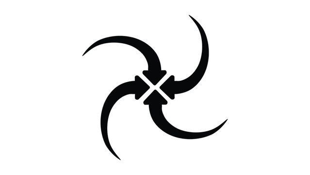 Swirling Pinwheel Arrow Icon Representing Dynamic Rotation Motion Transformation and Continuous Cycle Vector Illustration