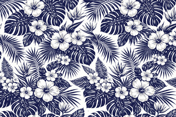 nature, illustration, design, tropical, exotic, botanical, jungle, art, summer, background, decoration, vector, abstract, pattern, graphic, floral, palm, print, leaf, wallpaper, paradise, leaves, gree © Omicam