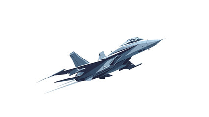 Pixel art fighter jet in flight blue and grey tones white background
