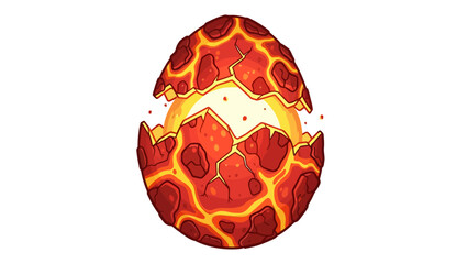 Pixel art of a cracked glowing lavalike egg