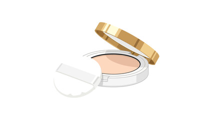 Powder compact with puff and open gold lid