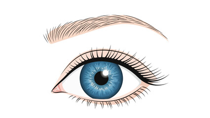Realistic illustration of a human eye with blue iris and lashes