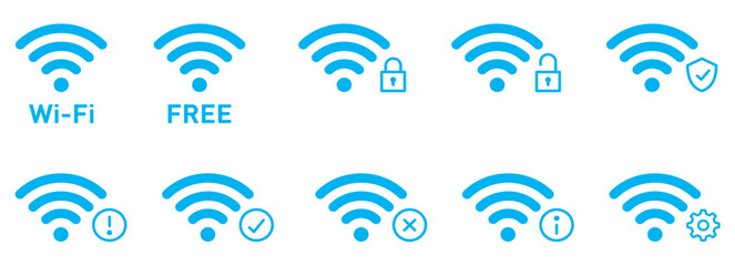 Wi-Fi電波アンテナマークアイコン情報角丸水色 © marutan