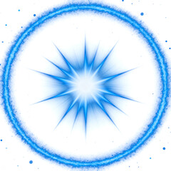 Glowing Blue Starburst with Radiant Particle Ring Illustration