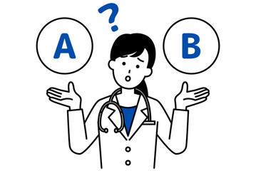 AとBの選択肢を迷っている医師の女性