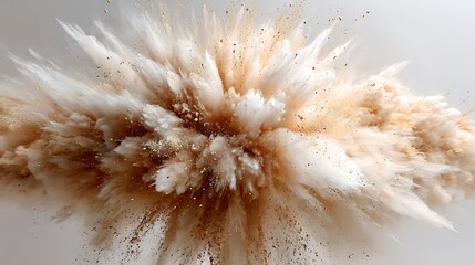 Fototapeta premium Exploding Cloud of White and Golden Powder Against Pale Background, Abstract Fine Art
