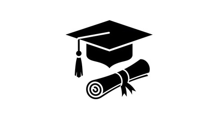 Graduation cap and diploma icon representing academic achievement and success