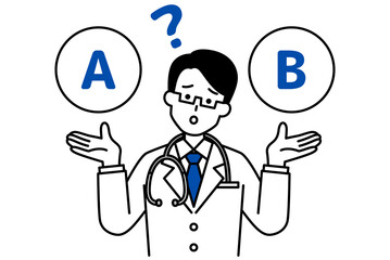 AとBの選択肢を迷っている医師の男性
