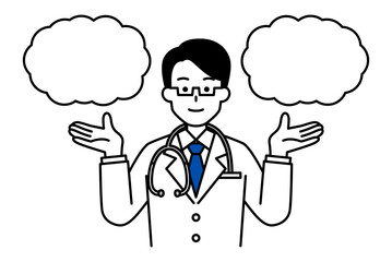 二つの選択肢を提案する医師の男性