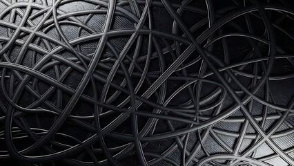 Abstract tangled network of wires and cables