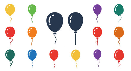 Colorful balloon icon set flat party balloons vector collection © Mahmudul
